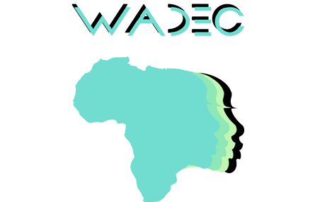 WADEC logo with a students in the background